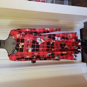 Red Christmas Themed Long Sleeved Dress